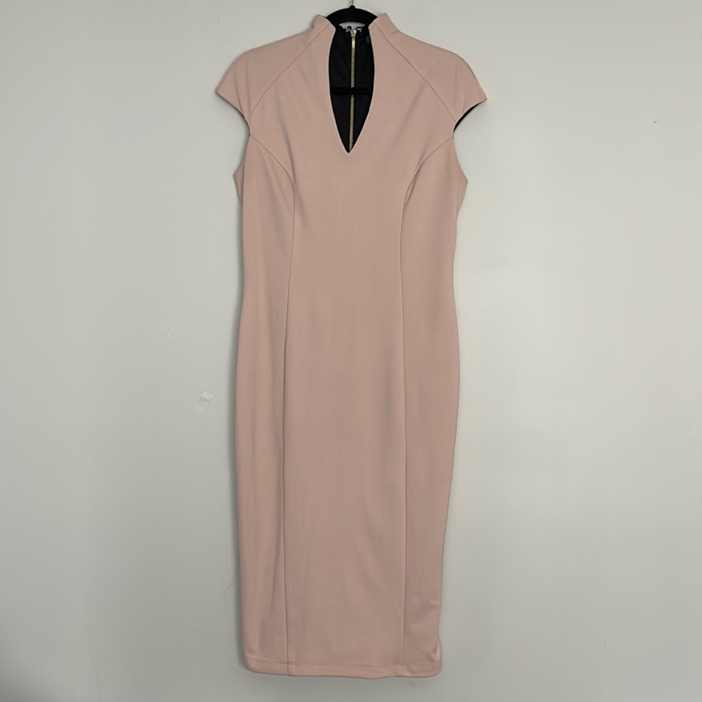 WYATT Cap Sleeve Midi Sheath Dress Size L